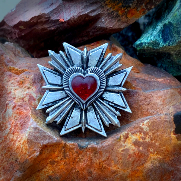 Pewter Sisters Heart Badge / pin