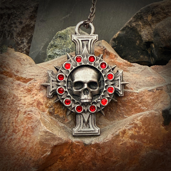 Inquisition Rosette Cross with Crystals Pendent