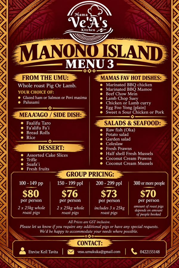 Manono Island Menu 3