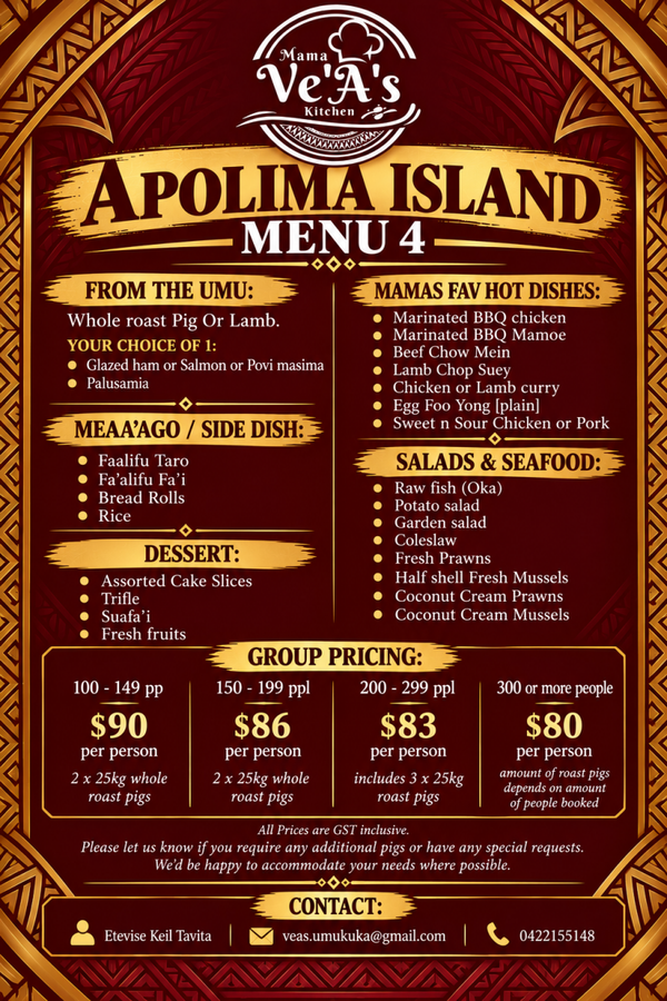 Apolima Island Menu 4