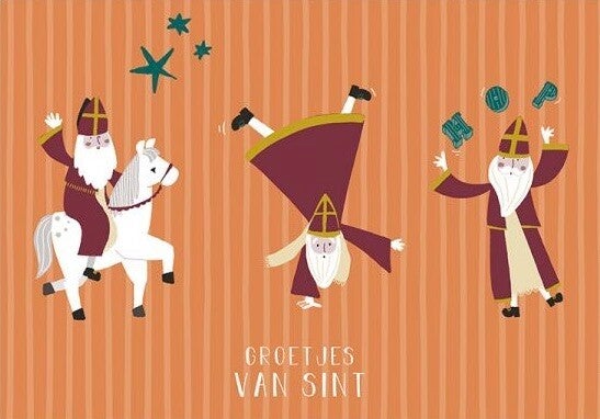 Ansichtkaart Sinterklaas acrobaat