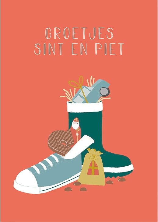 ansichtkaart Sinterklaas schoen