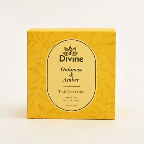 Oahmoss & Amber Triple Wick Glass Candle -Premium Earthy Scented Candle for Home Deccor