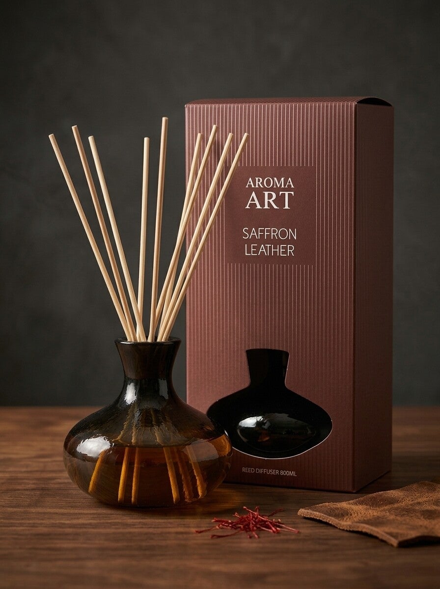 Luxe Aroma Art Reed Diffuser - Saffron Leather Grootformaat 800ml!