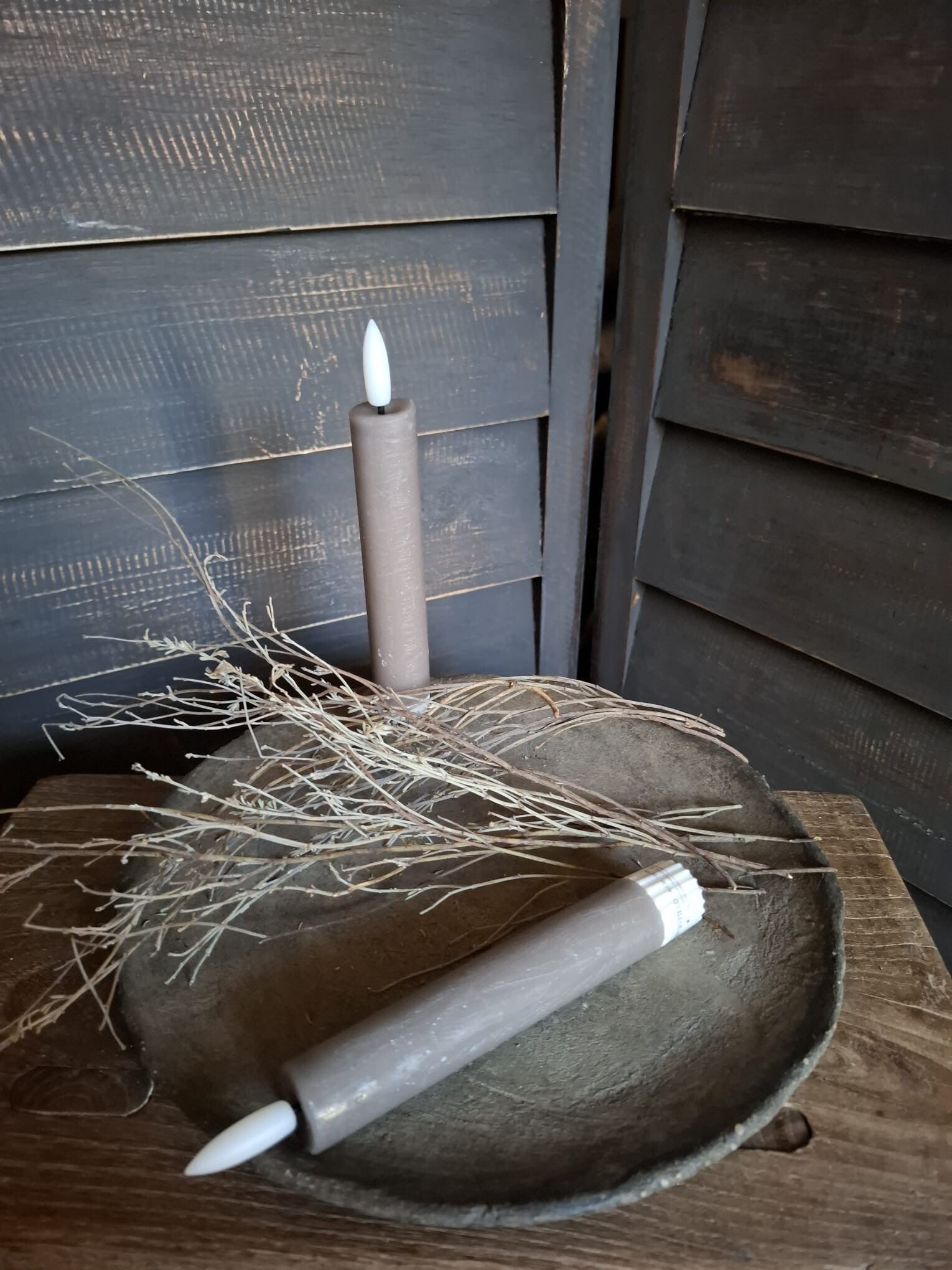 Countryfield korte dinerkaars LED Grijs