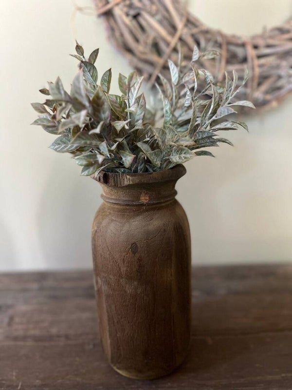 Houten vaasje incl. Brynxz zijde tak.