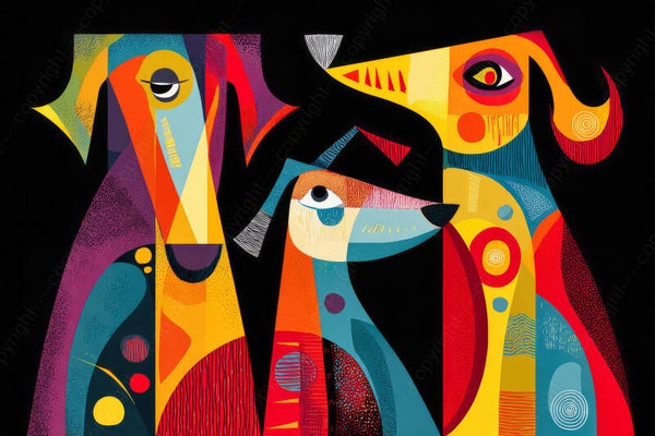 Schilderij abstracte honden