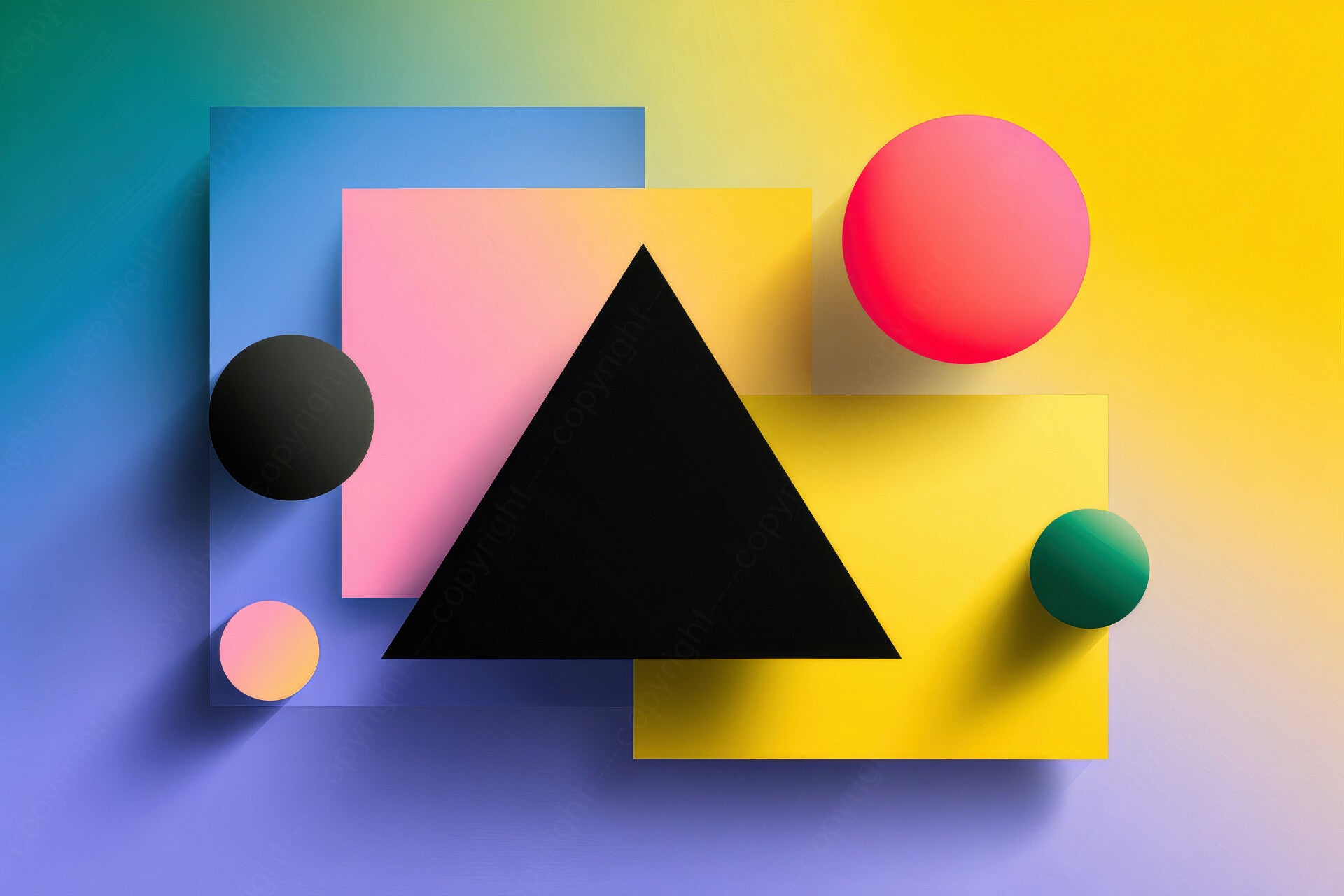 Schilderij geometrische vormen in futuristische kleuren