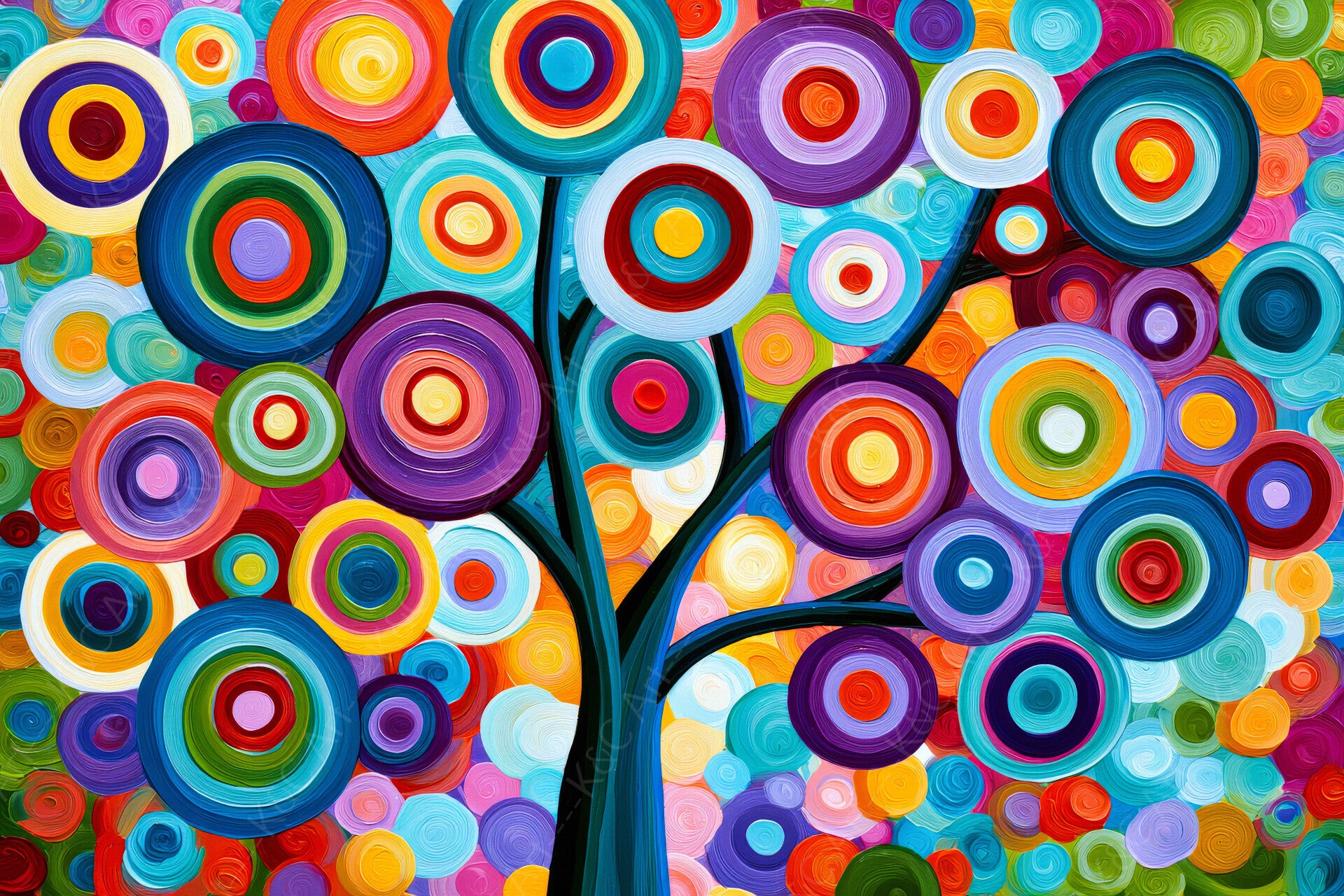 Schilderij kleurrijke boom
