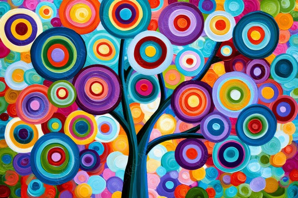Schilderij kleurrijke boom