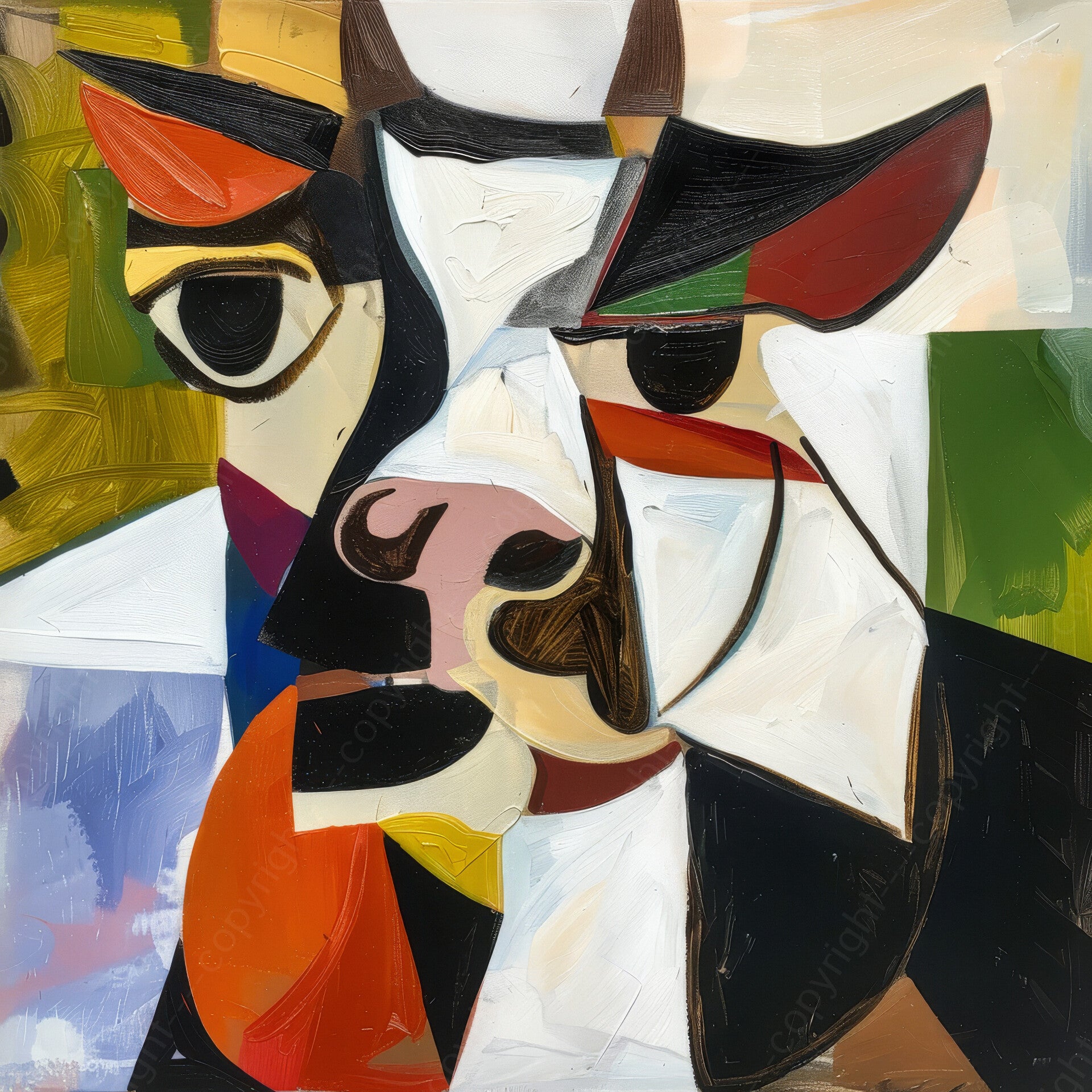 Abstracte koe in Picasso stijl
