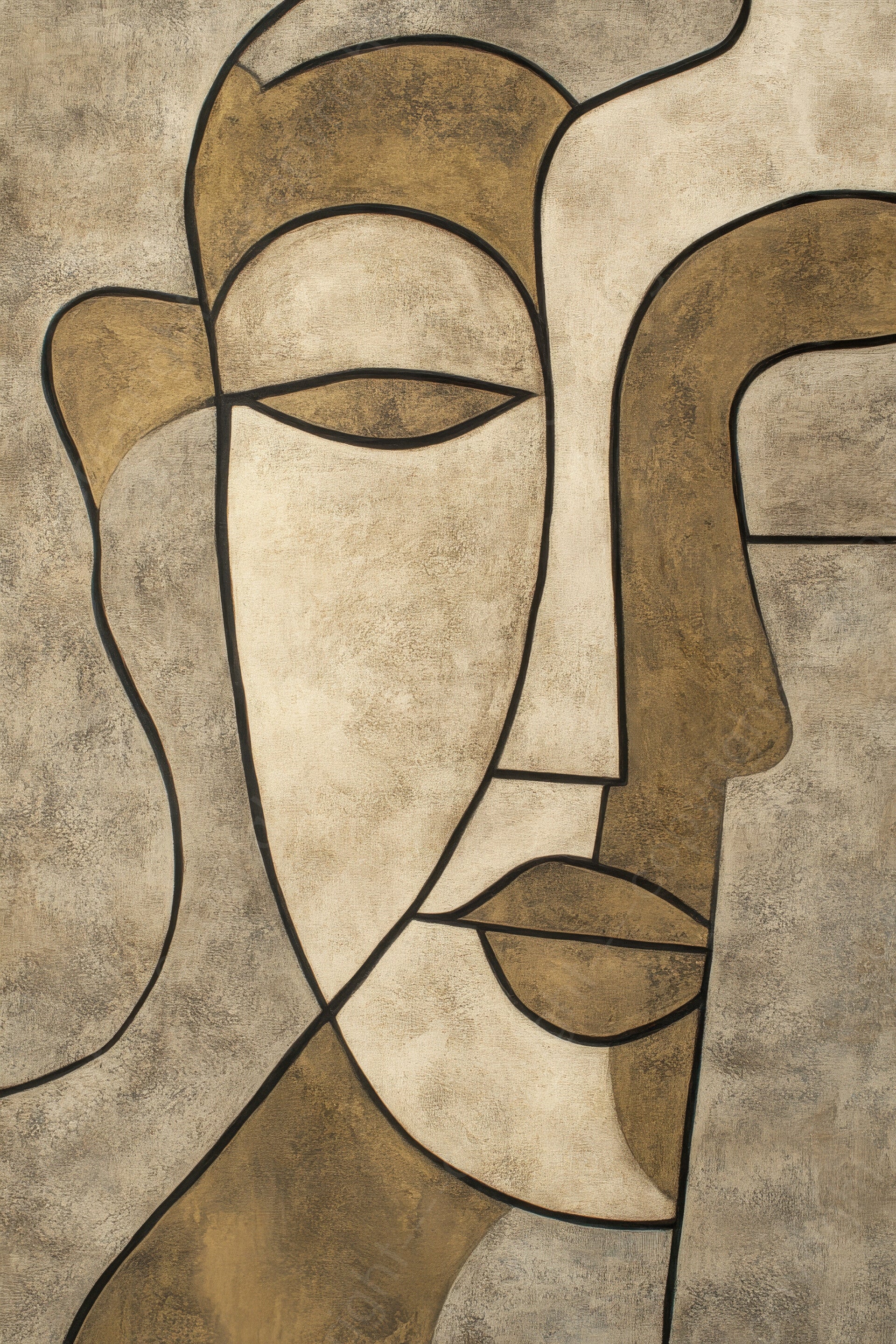 Schilderij abstract portret gezicht