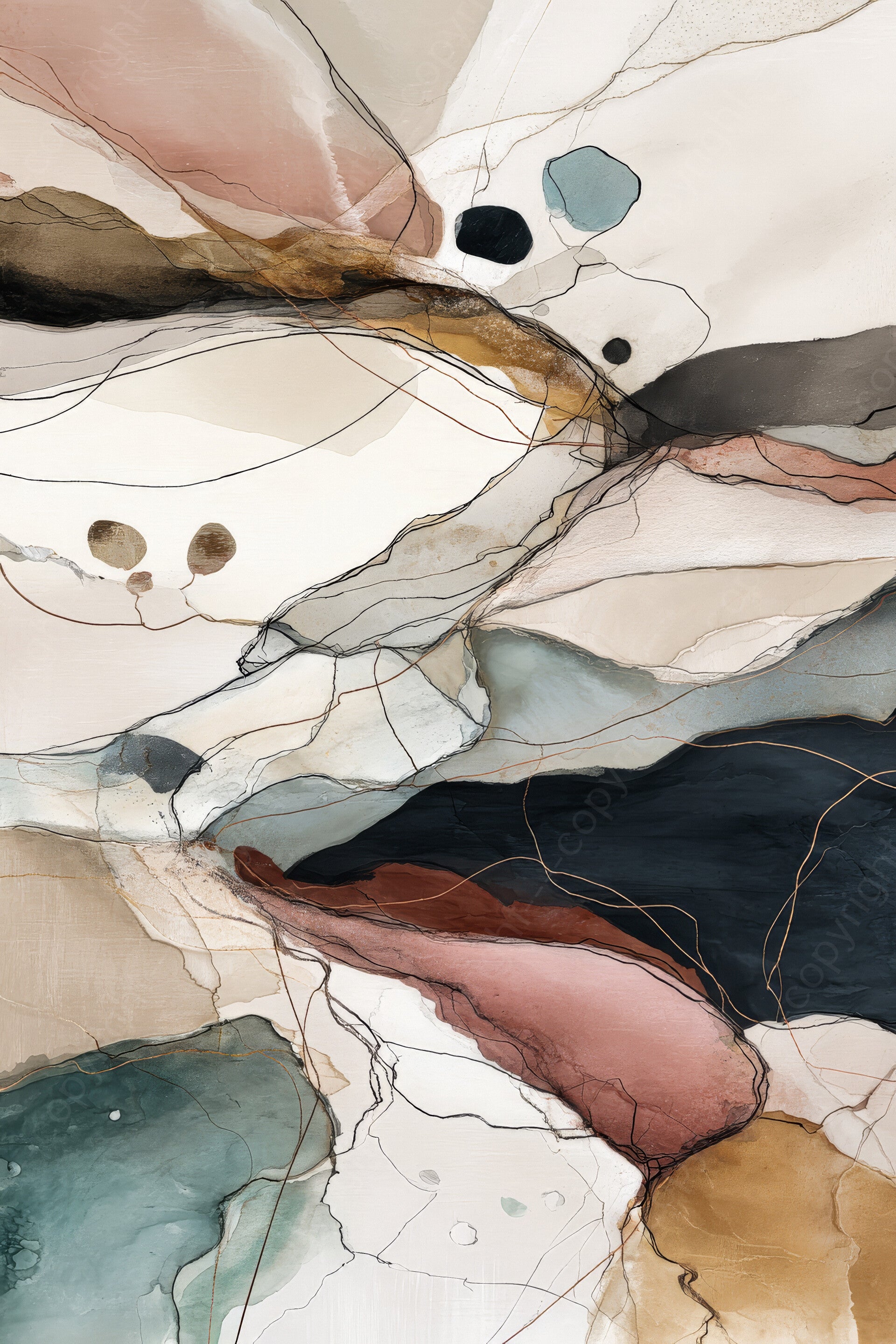 Schilderij abstracte lijnen en vormen