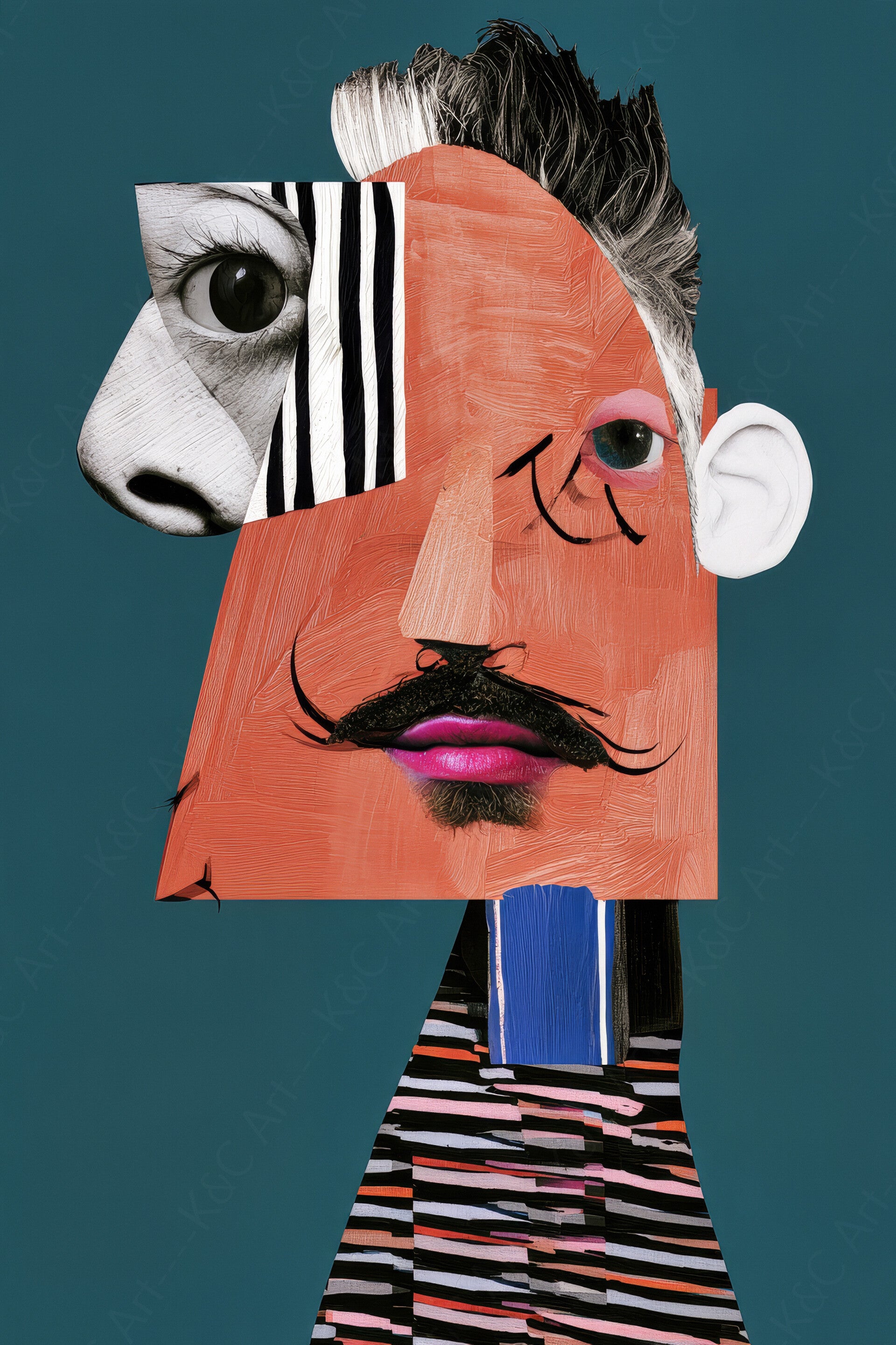 Schilderij abstract portret man
