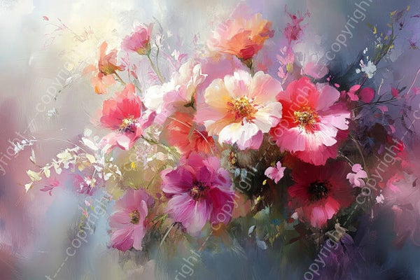 Schilderij bloemen in geschilderde stijl