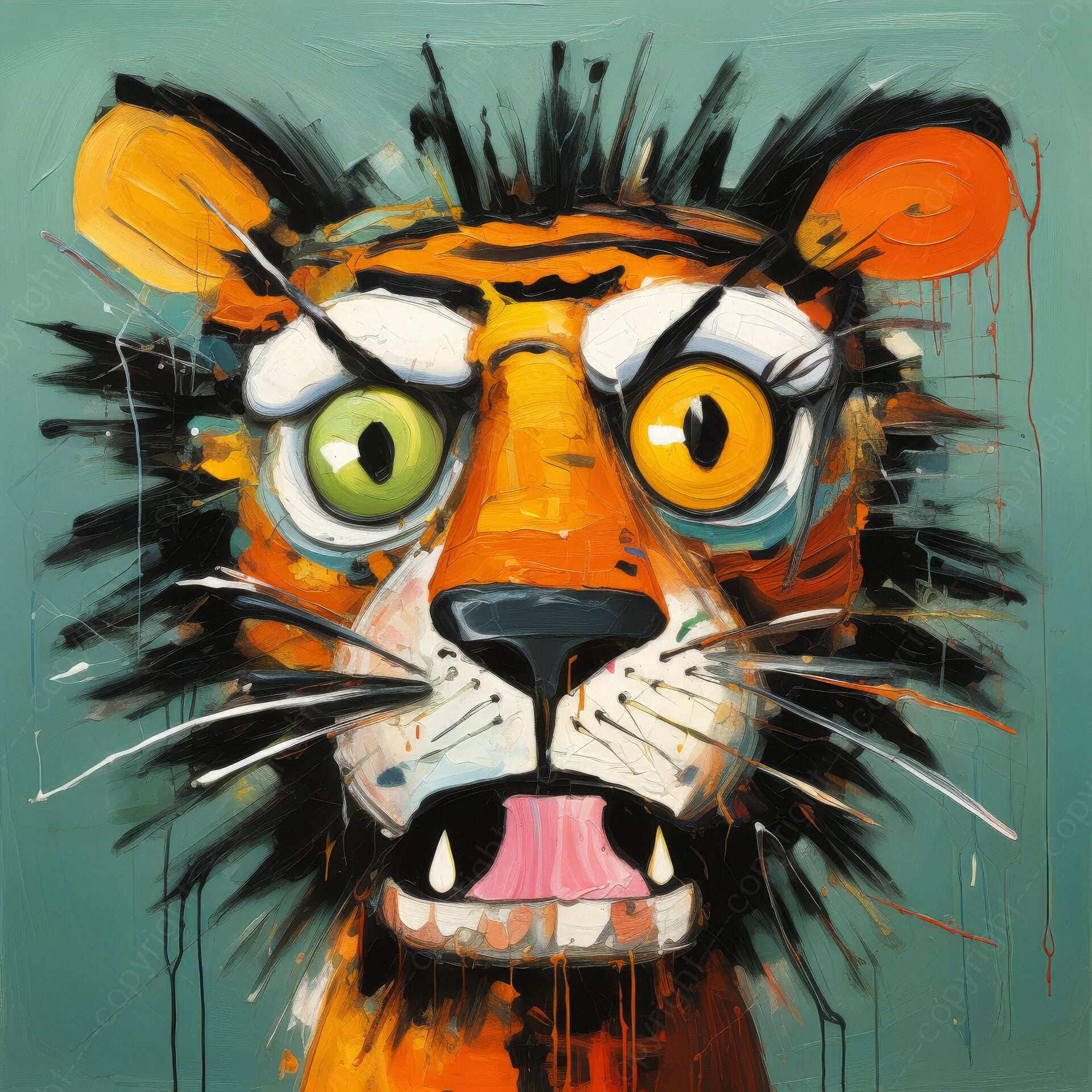 Schilderij gekke tijger