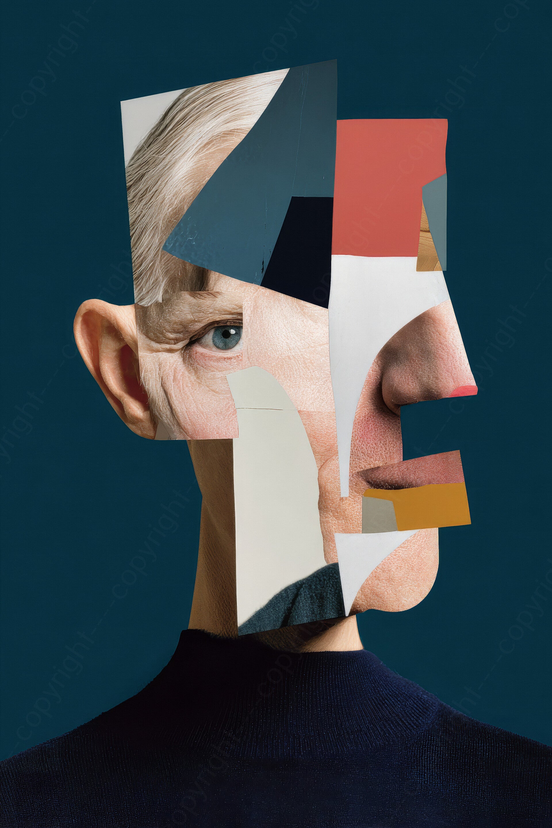 Schilderij abstract portret man