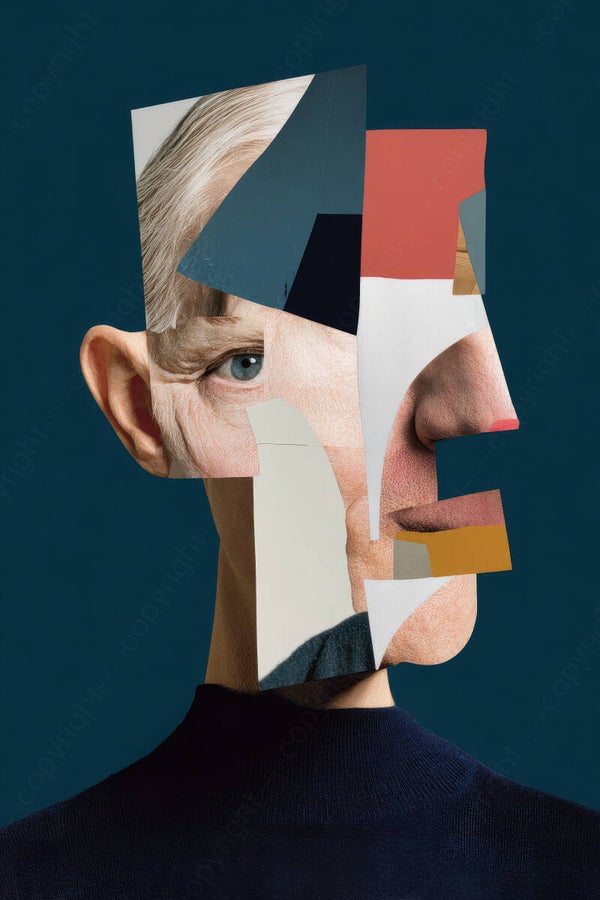 Schilderij abstract portret man