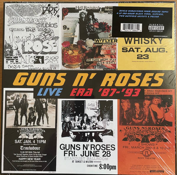 LP BOX 4 LP-Guns N' Roses – Live Era '87-'93 Guns N' Roses - Live Era '87-'93 album cover More images  Label: Geffen Records – 006024751888629, UMe – 00602475188629 JK01, UMe – 00602475188629 JK02 Format: 4 x Vinyl, LP, Reissue, Remastered, Stereo