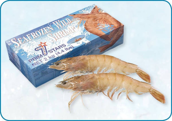 ACTIE 特價 | 白對蝦  Prim7Star No.4 | Wilde zeegevroren garnalen met kop 2kg | nr.49