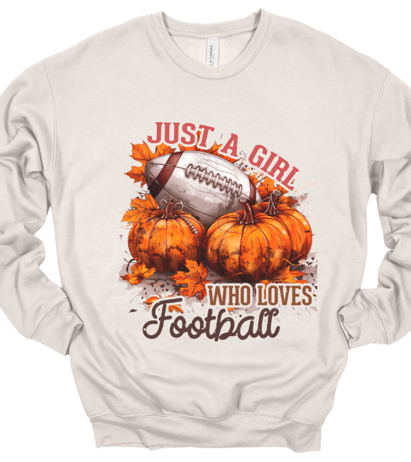 Just a Girl Who Loves Football Pumpkin Crewneck Sweatshirt