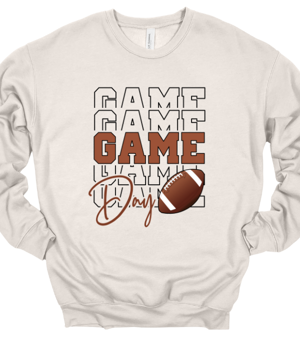 Neutral Stacked Game Day Football Crewneck Sweatshirt