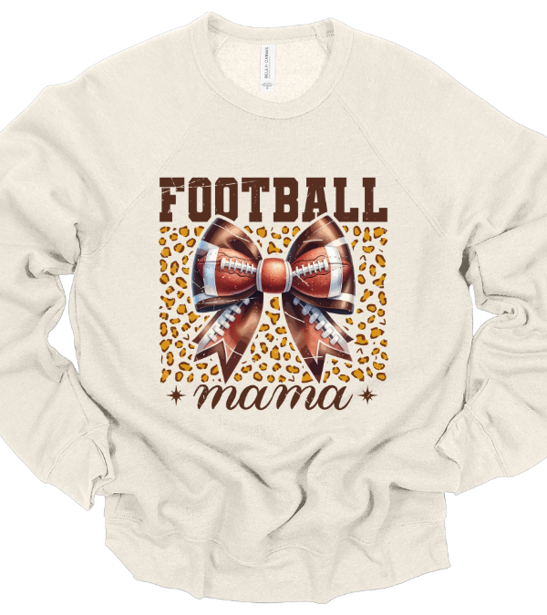Football Mama Leopard Print & Football Ribbon Crewneck Sweatshirt