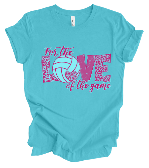For the Love of the Game - Leopard Print Volleyball T-Shirt - Pink & Aqua