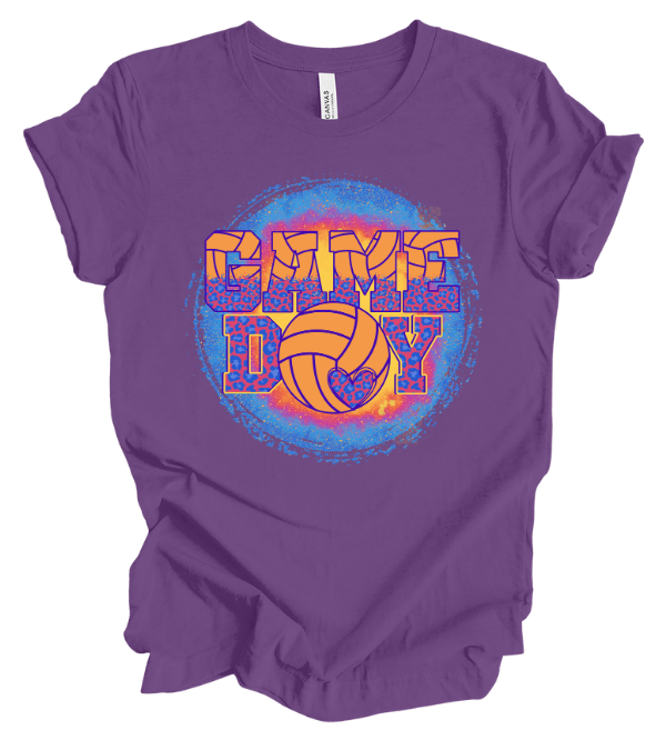 Game Day - Volleyball & Leopard Print T-Shirt - Bright