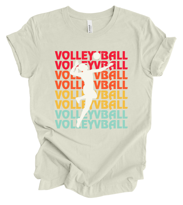 Stacked Volleyball & Player Silhouette T-Shirt