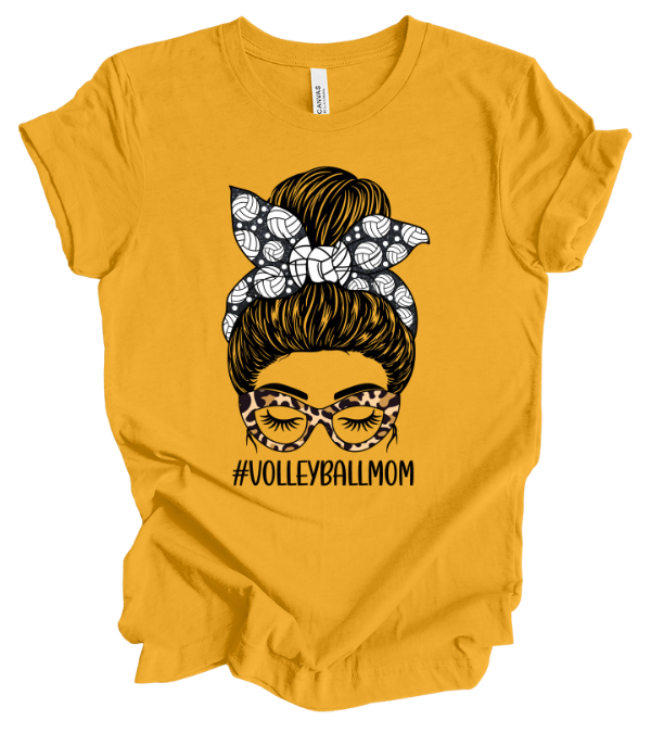 #VolleyballMom - Leopard Glasses & Bandana T-Shirt