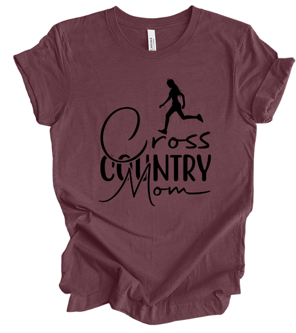 Cross Country Mom T-Shirt with Runner Graphic