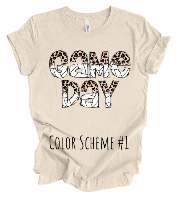 Game Day - Leopard & Volleyball Print T-Shirt - Available in Two Color Schemes!