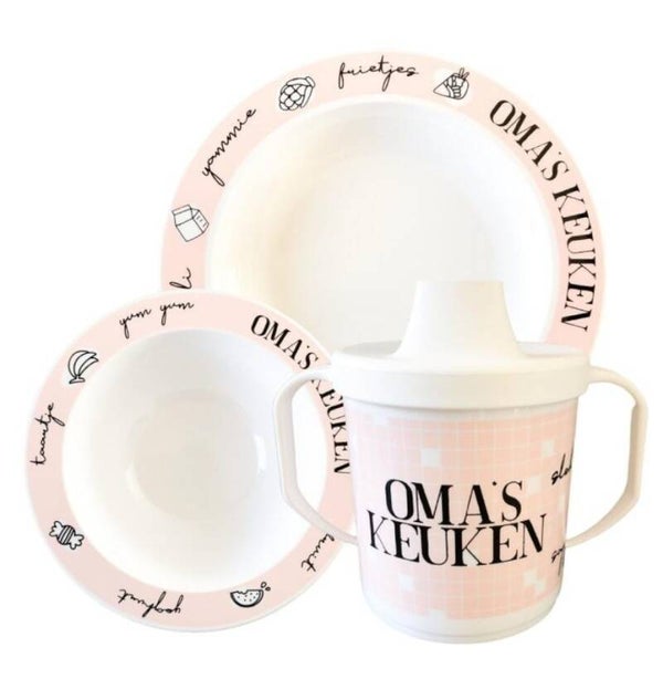 Kinderserviesset oma's keuken roze