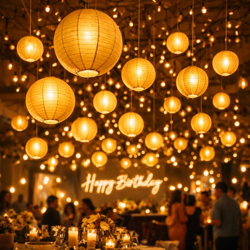 Mooi Feestje papieren lampionnen huren goud
