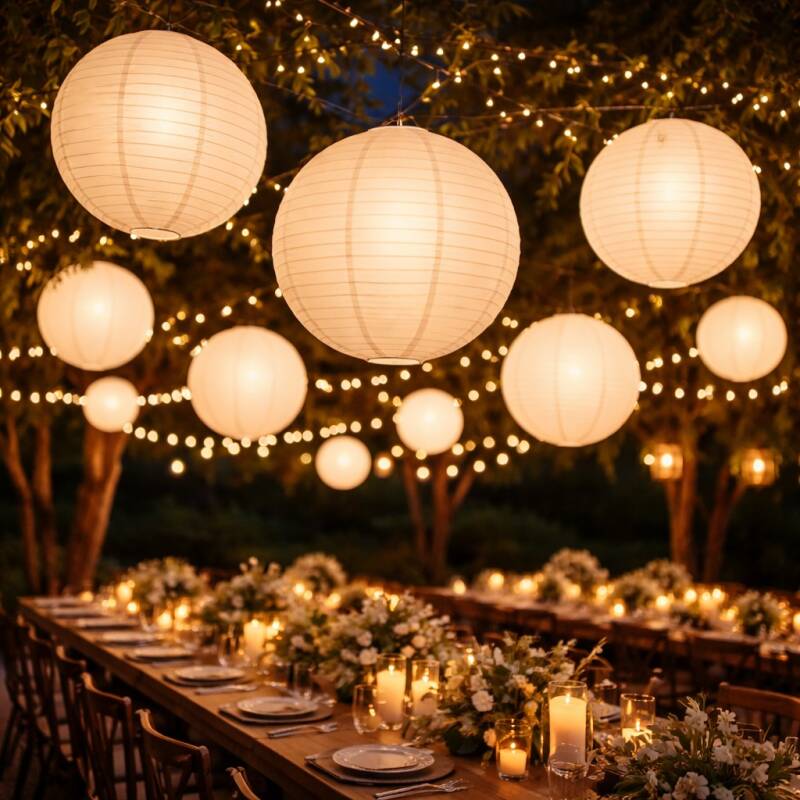 Mooi Feestje papieren lampionnen huren wit