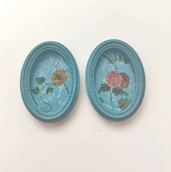 Vintage Flower lijstje Oud Blauw