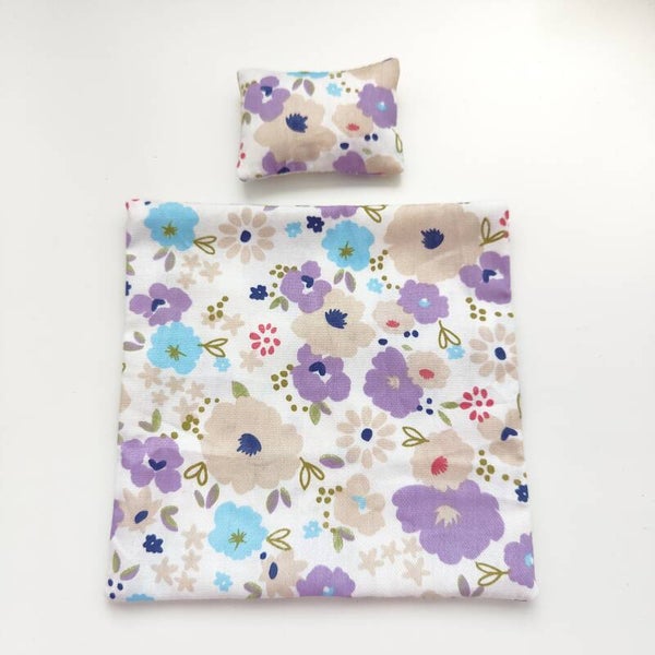 Beddengoed lila beige bloemen (1 persoons)