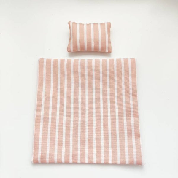 Beddengoed zalm roze streepje (1 persoons)