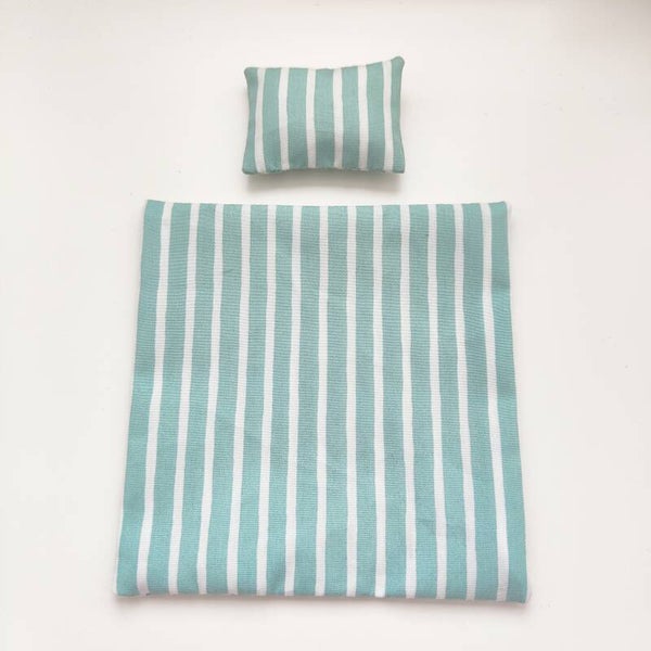 Beddengoed pastel groen streepje (1 persoons)