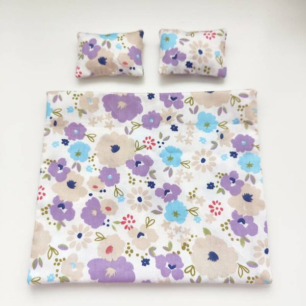 Beddengoed lila beige bloemen (2 persoons)