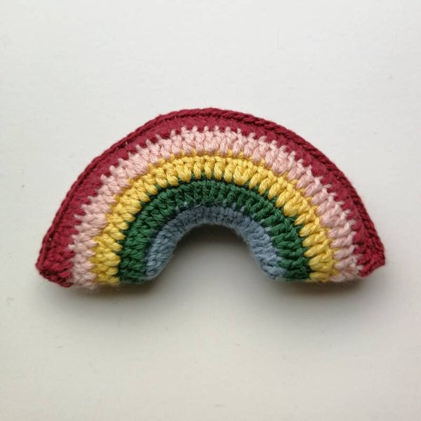 Regenboog kussentje Wijnrood Groen