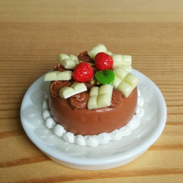 Choco taartje met witte chocolade stukken