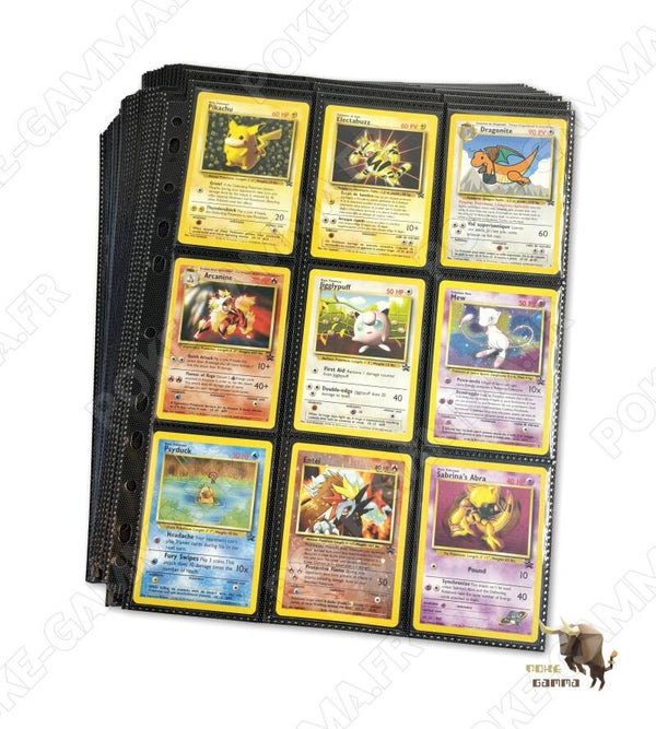 Lot 50 pages noires haute qualité pour classeurs A4 à rangement latéral pour cartes Pokémon
