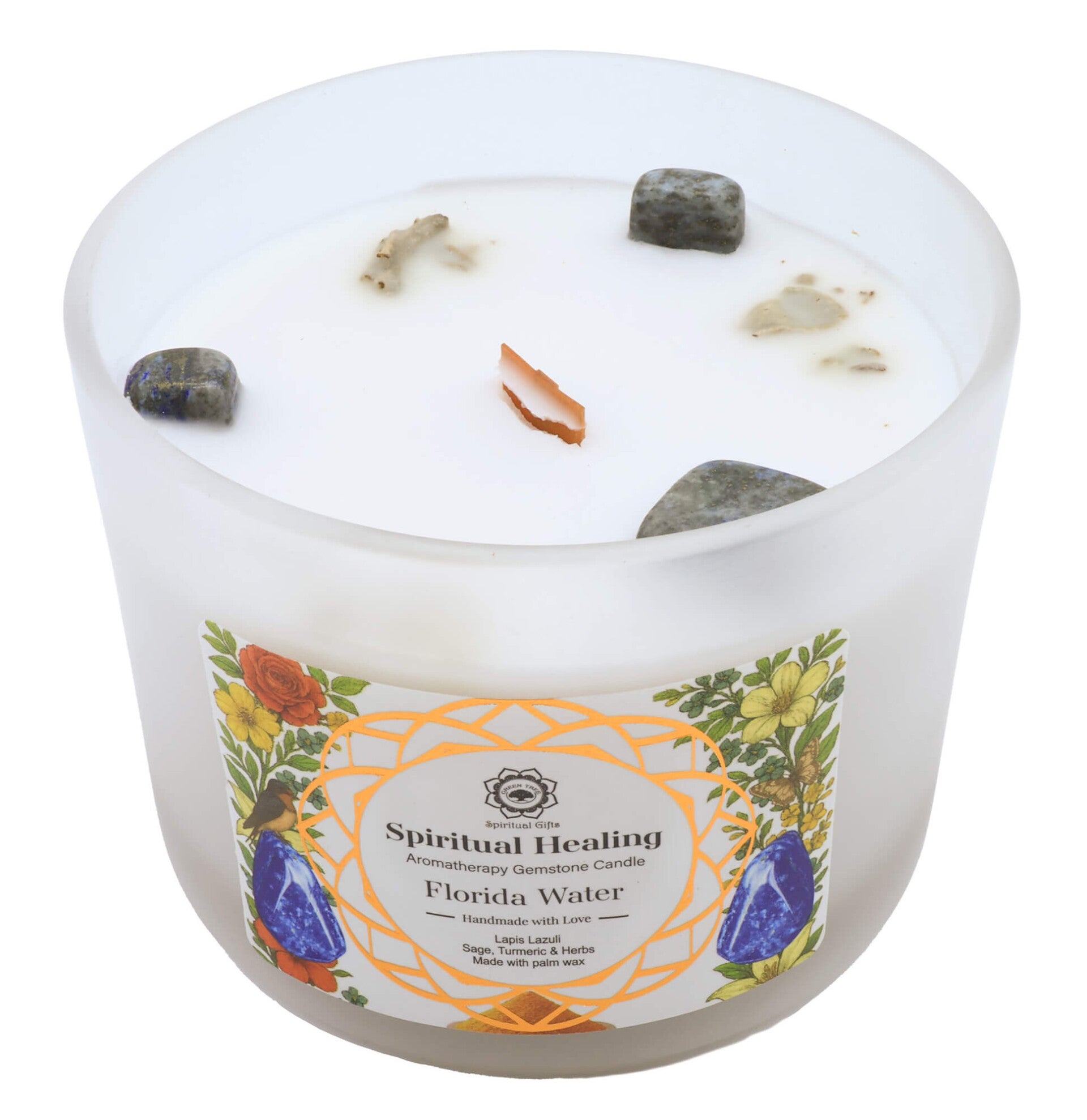 Bougie Green Tree 'Guérison Spirituelle' Lapis Lazuli + Agua Florida 256g