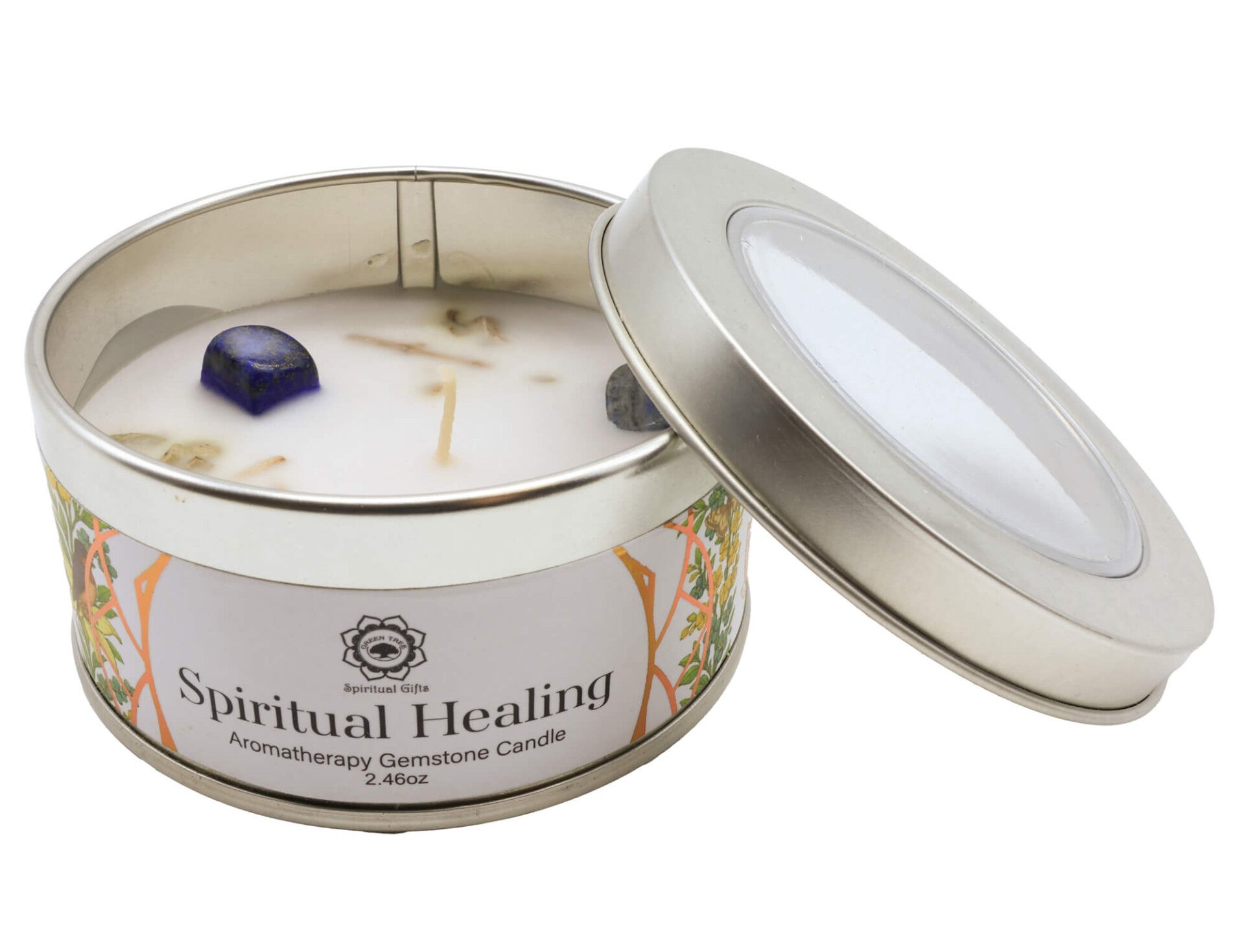 Bougie Green Tree 'Guérison Spirituelle' Lapis Lazuli + Agua Florida 70g