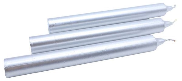 Bougie Teintée 22cm - Argent - 8pcs