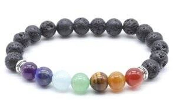 Bracelet Pierre de Lave & 7 Chakras