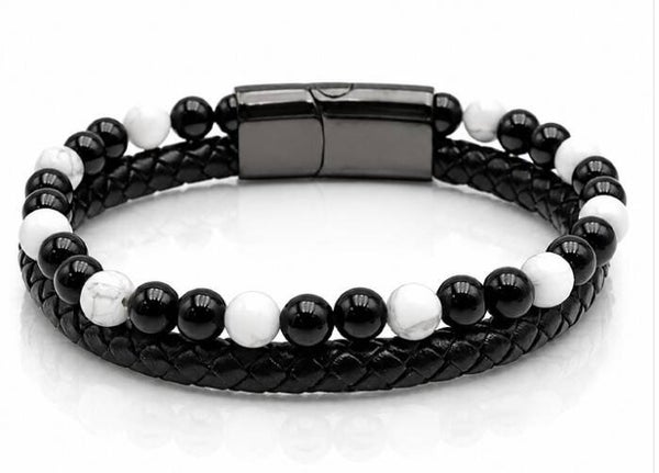 Bracelet noir – Howlite blanche & Onyx