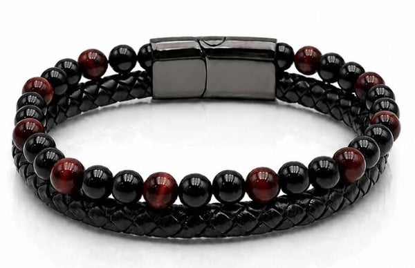 Bracelet noir – Œil de taureau & Onyx